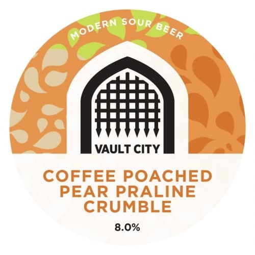 Coffee Poached Pear Praline Crumble