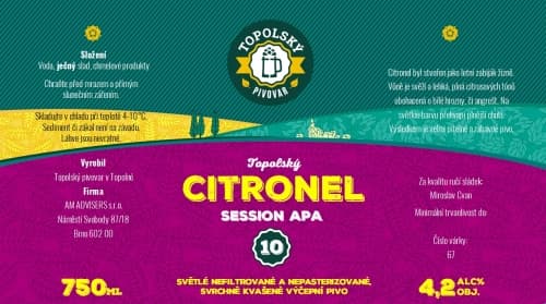 Topolský Citronel Session IPA 10