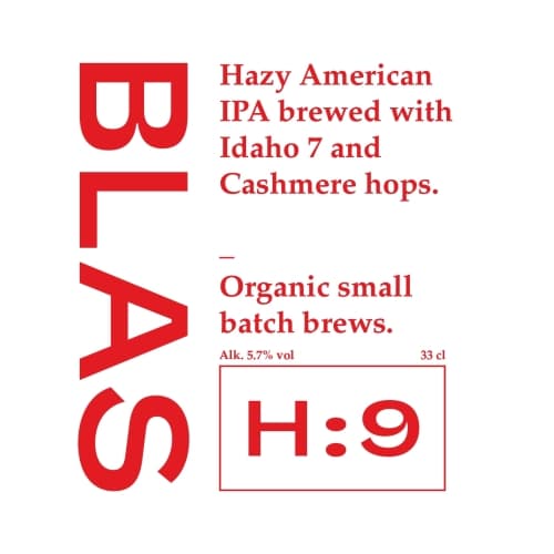 H:9 Hazy American IPA Brewed With Idaho 7 And Cashmere Hops.