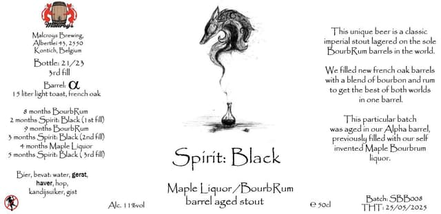 Spirit: Black Maple Liquor / BourbRum Barrel Aged Stout