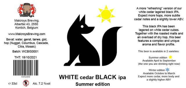 WHITE Cedar BLACK IPA Summer Edition