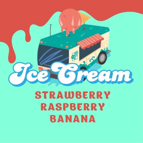 ICE CREAM RASPBERRY, STRAWBERRY & BANANA