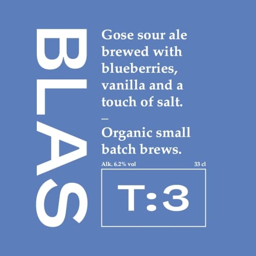 T:3 Gose Sour Ale Brewed With Blueberries, Vanilla And A Touch of Salt.