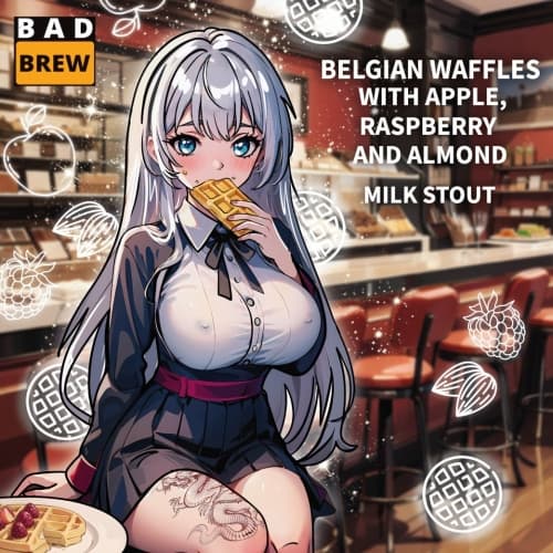 BELGIAN WAFFLES WITH APPLE, RASPBERRY AND ALMOND