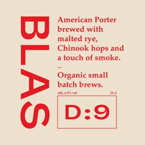 D:9 American Porter Brewed With Malted Rye, Chinook Hops And A Touch of Smoke.