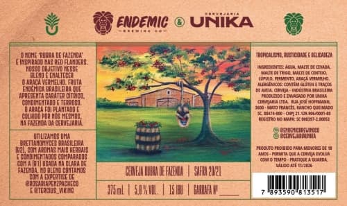 Endemic Cerveja Rubra De Fazenda - Safra 20/21