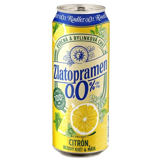 Zlatopramen Radler 0,0% Citrón, bezový květ a máta